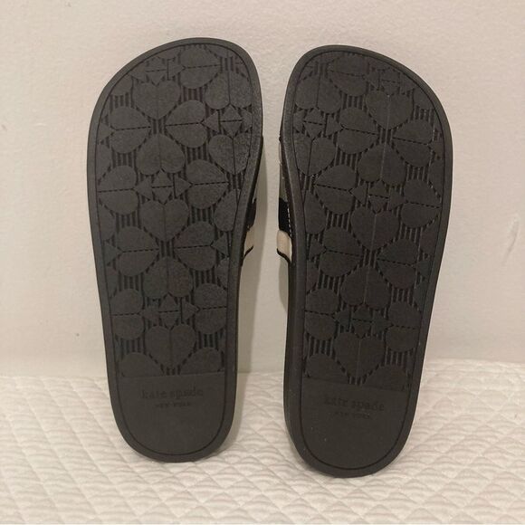 Kate Spade New York Women Kate Spade New York Womens Buttercup Canvas Slide Sandals Parch/black Size 5 NIB